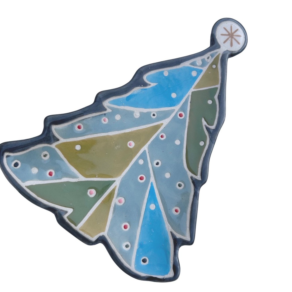 Creative Co-op Christmas Tree Stoneware Shaped Plate Holiday Decor‎ 6"